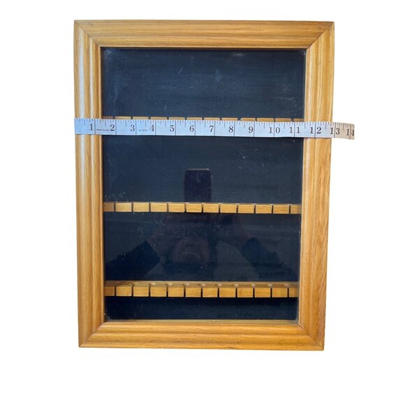 Wooden Display Case With Glass Front & Black Velvet Lining C200 - Picture 3 of 9